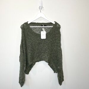 Millau Knit Cropped Green Oversized Sweater